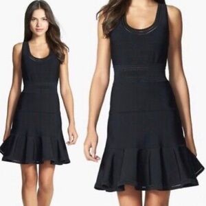 Diane von Furstenberg Perry Fit and Flare Black Mini Dress Stretch